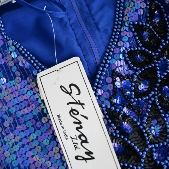 Vintage Lord & Taylor Purple 100% Silk Deadstock Sequins Short Sleeve Blouse M - Picture 11 of 15